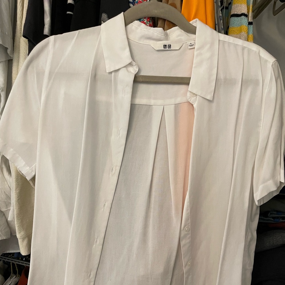 White short sleeved button down